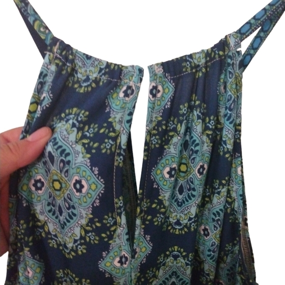 London Times Halter Paisley Geo Design w. Keyhole Front/Back BoHo Maxi Dress 6 - Picture 7 of 8